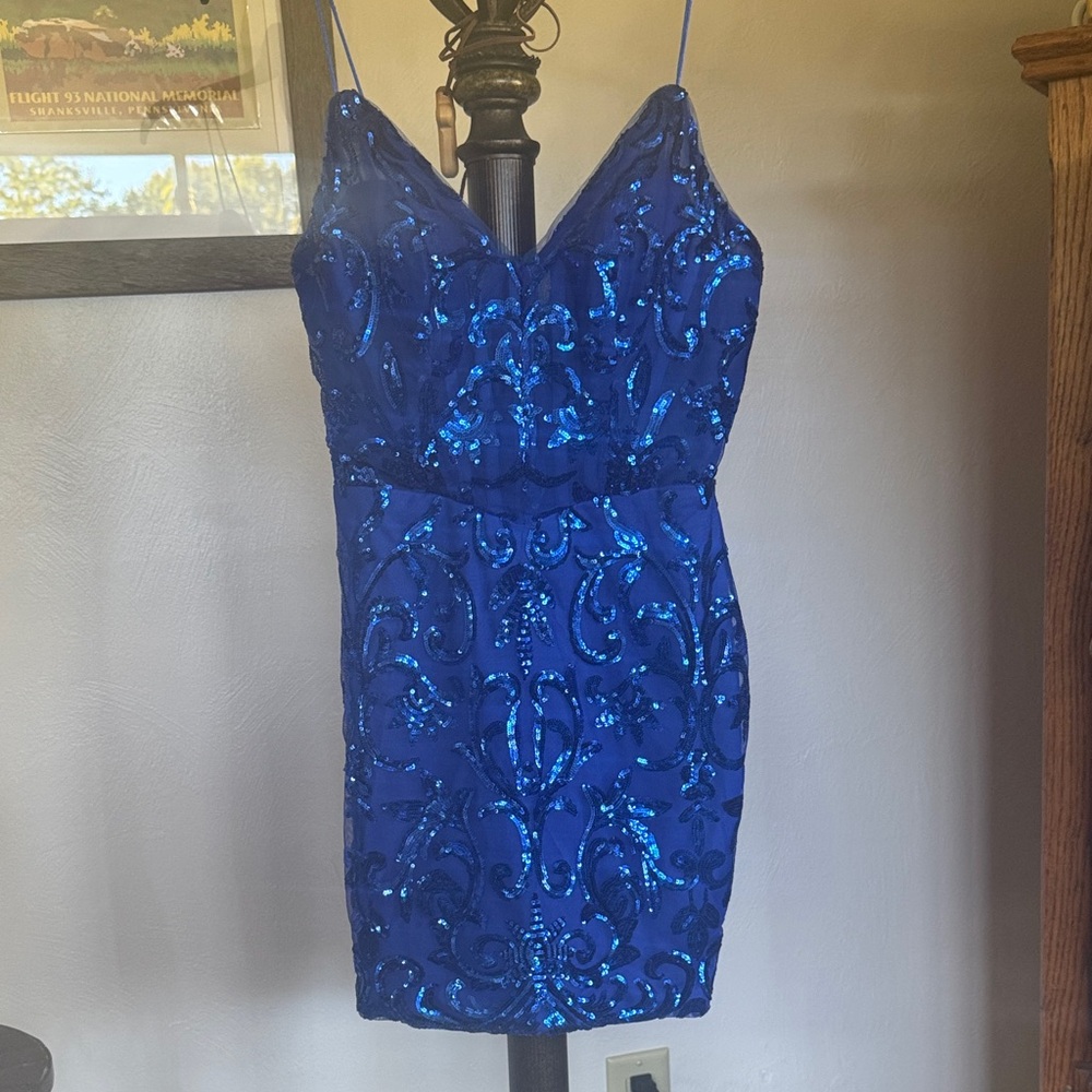 Dazzling Blue Sequin Mini Dress
